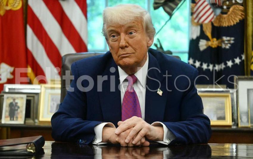 US President Donald Trump listens during an announcement about the Golden Dome missile defense shield, in the Oval Office of the White House on May 20, 2025, in Washington, DC